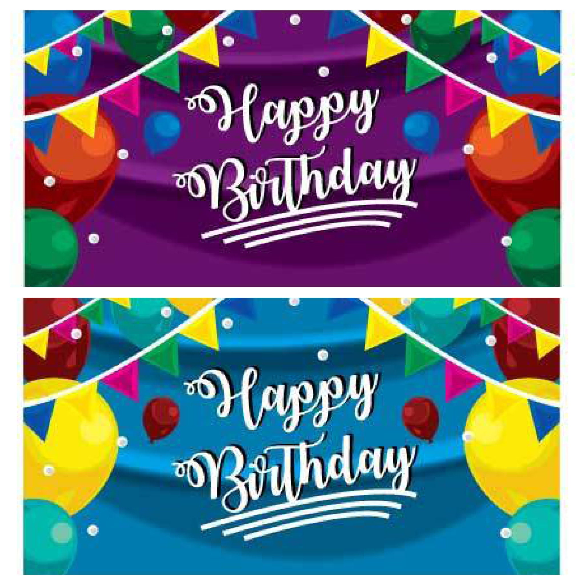 Happy Birthday Vinyl Banner Pennants & Balloons Design 2 Etsy