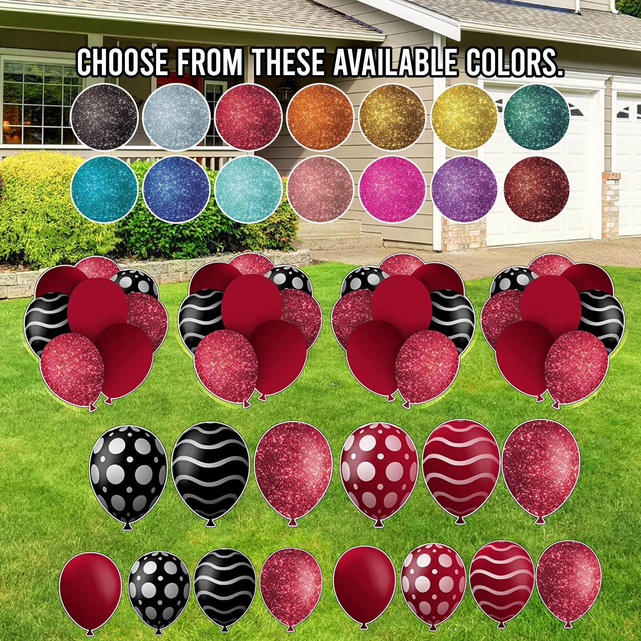 25" Birthday Balloon Yard Sign Decorations | 4 Balloon Bouquets & 14 Single Balloons | Birthday EZ Filler | Yard Card Rental Business