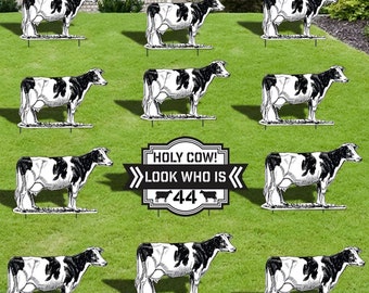 Cow Birthday Yard Card Lawn Sign: Custom Age, 11-Piece Set
