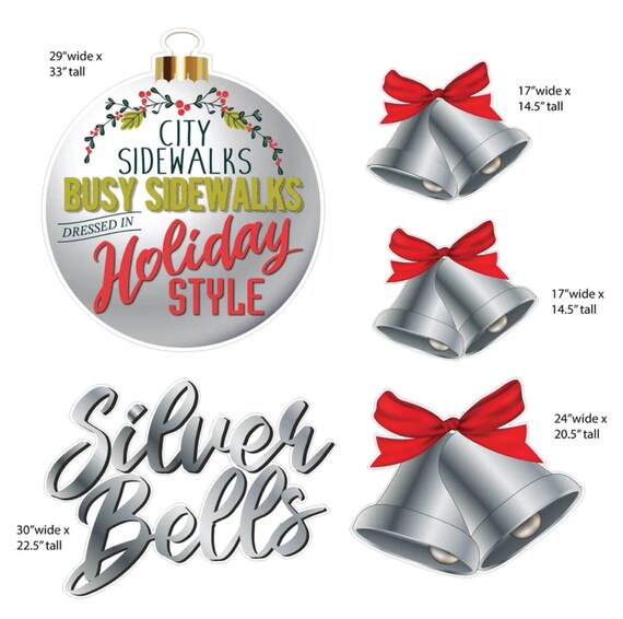 in silver bells what is dressed in holiday style Song Theme, 11pc Christmas Yard Art, Yard Card Lawn Sign Set Web Collection: Day Dress