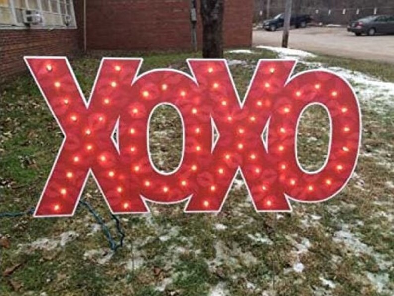 Outdoor Lawn Decorations Giant Lighted Xoxo Valentine Sign Etsy