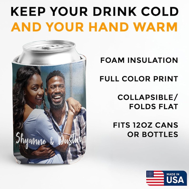 Custom Photo Can Coolers – Personalized Wedding, Birthday & Family Party Favors Bild 2