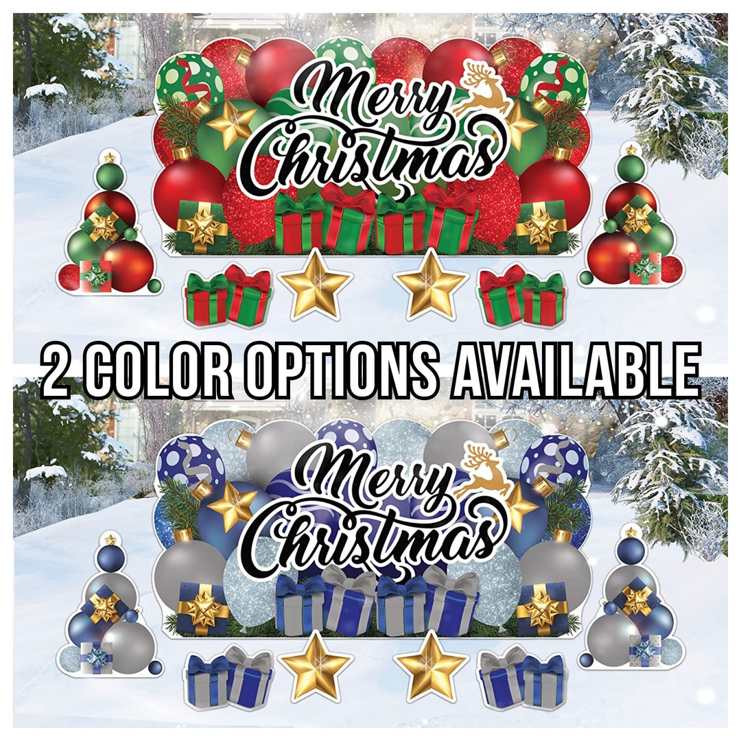 Oversized Merry Christmas Yard Card Display 7pc Christmas Yard Signs