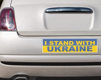 2x I Stand With Ukraine 3x11.5 Inch Bumper Stickers