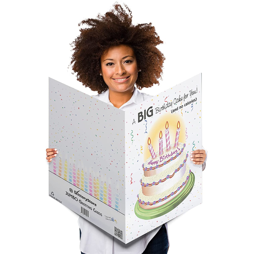 36 Jumbo Birthday Card With Custom Photo A BIG Birthday Cake for You