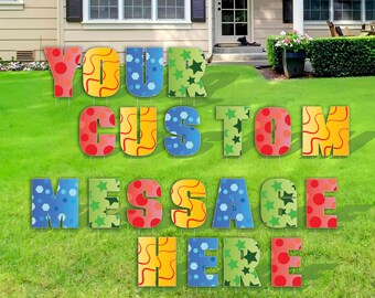 Custom 20" Confetti Print Yard Letters: Personalized Party Decor