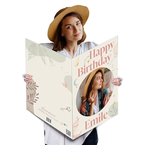 36&quot; Jumbo Custom BOHO Birthday Card: Happy Birthday + Photo & Name with Envelope | Giant Greeting Card | Big Funny Card