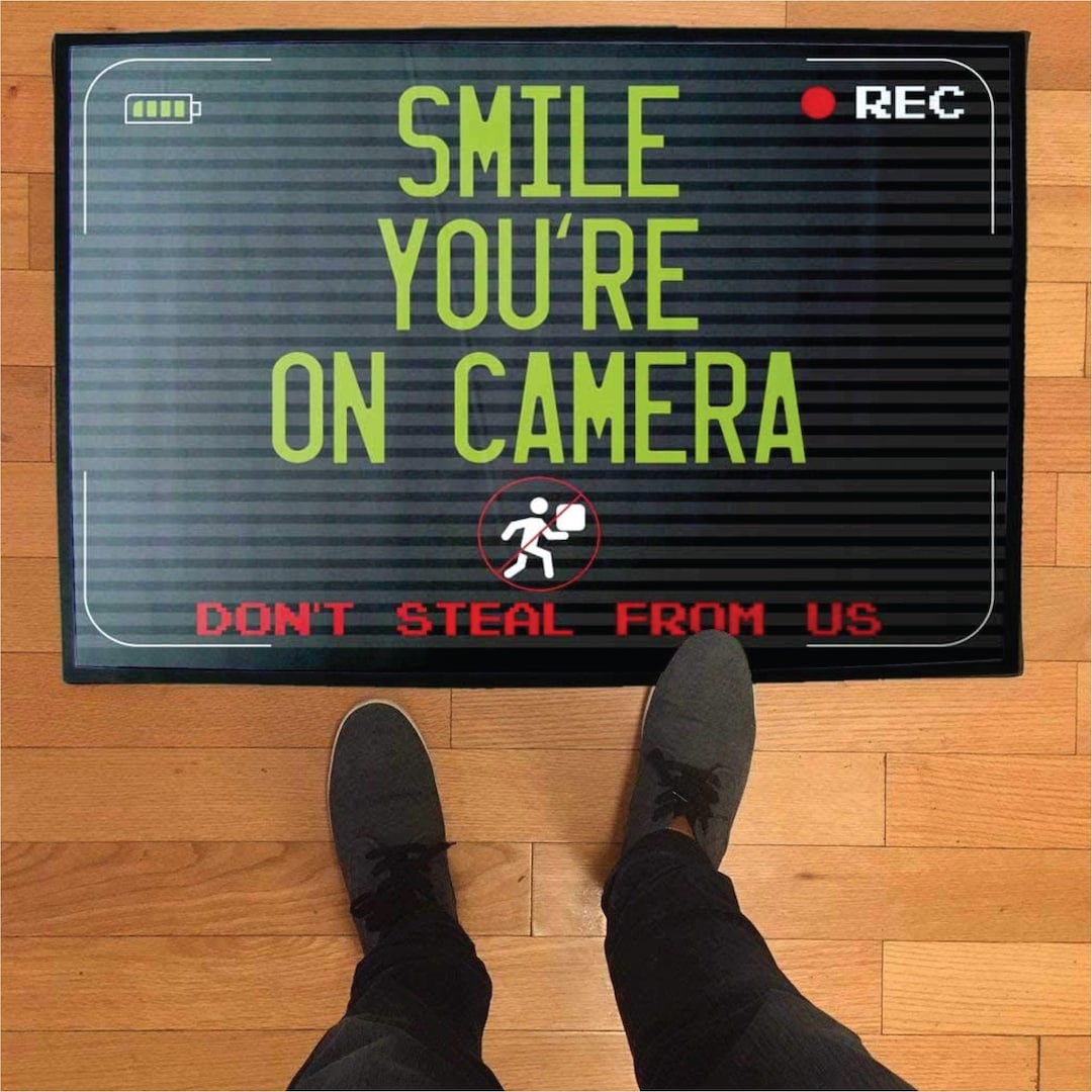Large Smile You're on Camera, Don't Steal From Us Doormat, 24