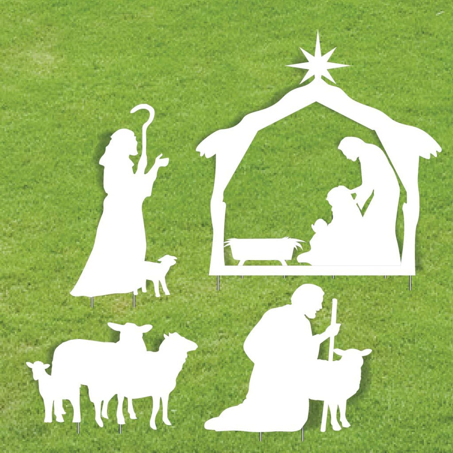 Nativity Scene White Silhouette 11pc Christmas Yard Art Yard - Etsy