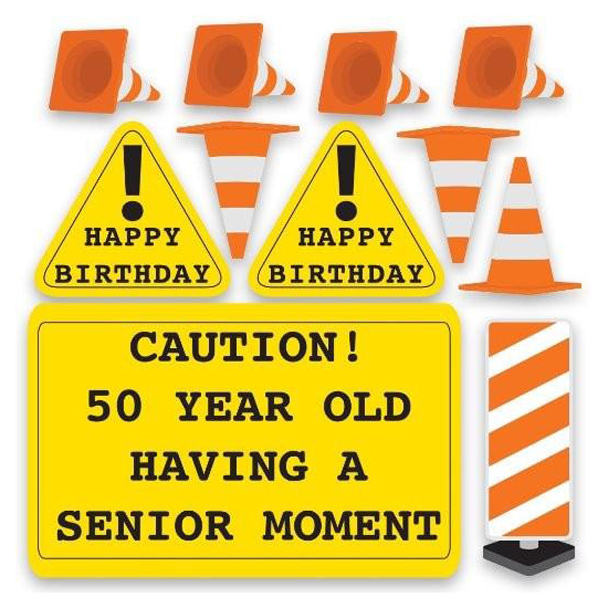 Emergency Over 50 Sign Caution! 50 Year Old Having a Senior Moment, 11pc Birthday Yard Card ...