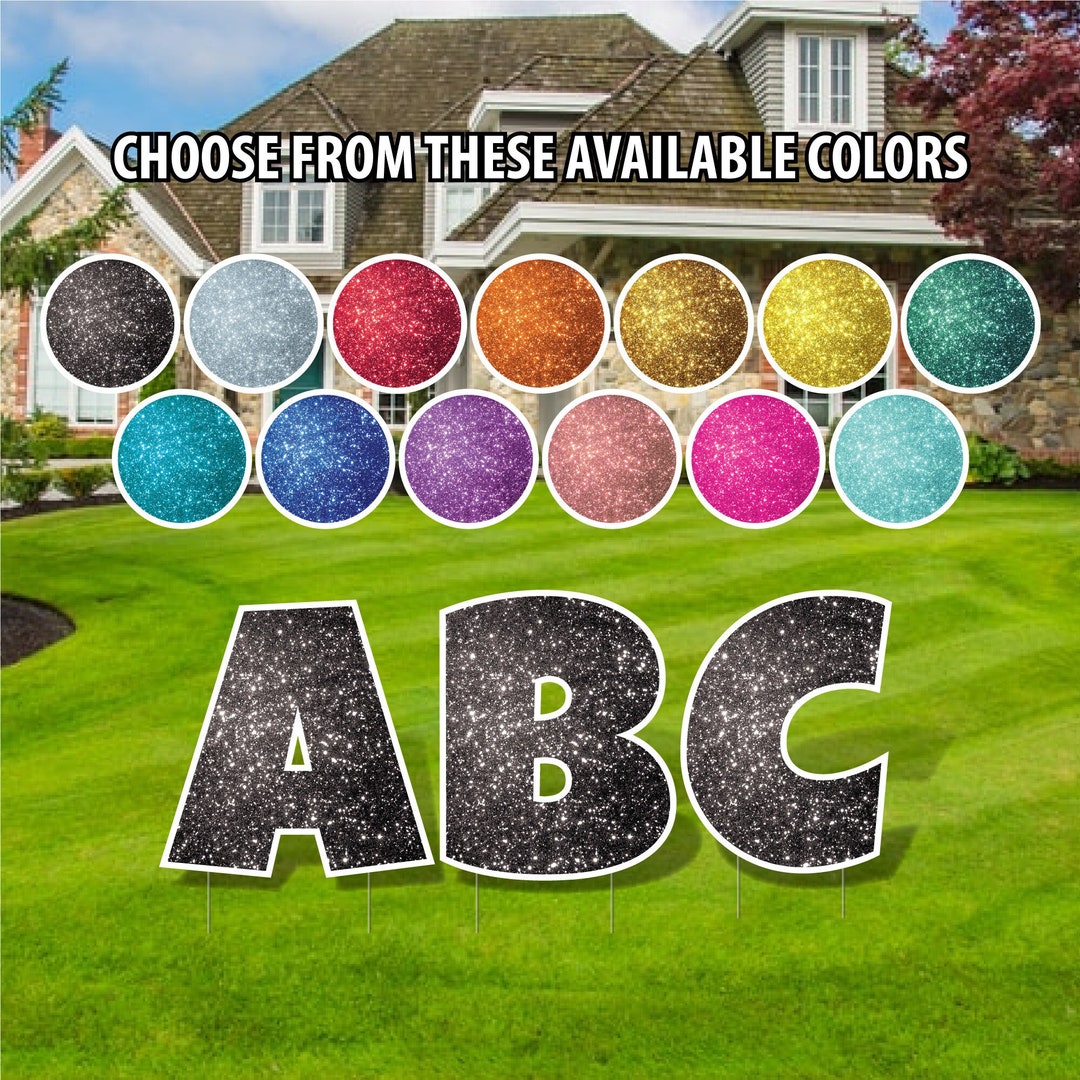 24 Sparkle Alphabet Yard Sign Letters 26pc Outdoor Etsy