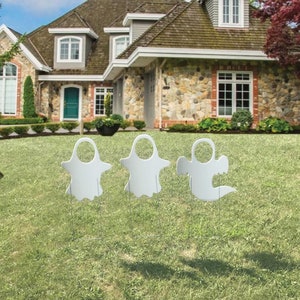 Ghost Photo Prop Cut Out, 3pc Halloween Yard Art, Yard Card Lawn Sign Set