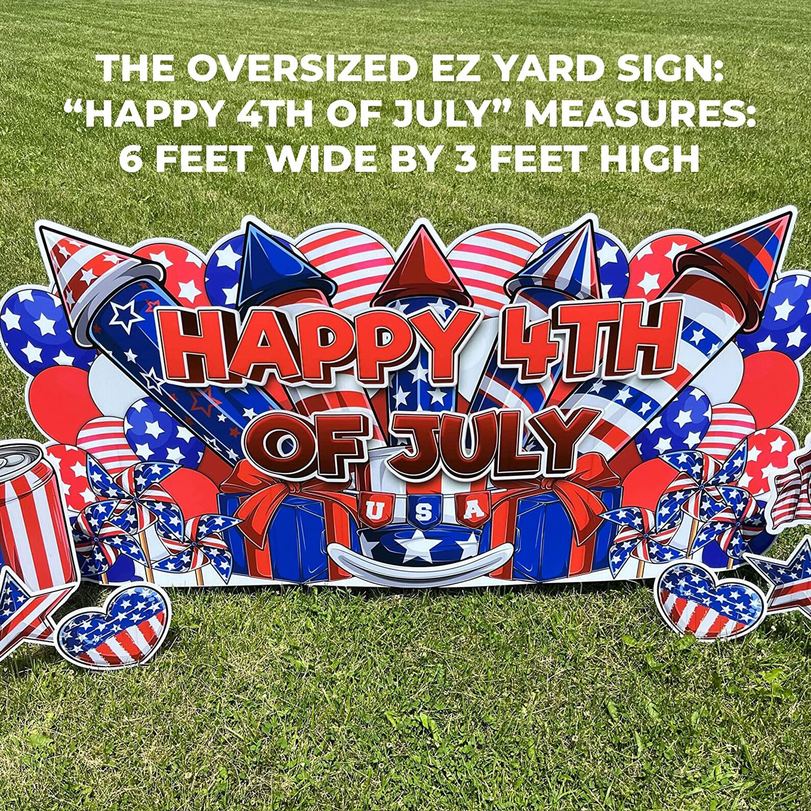Oversized Happy 4th of July Yard Card Display 11pc Etsy