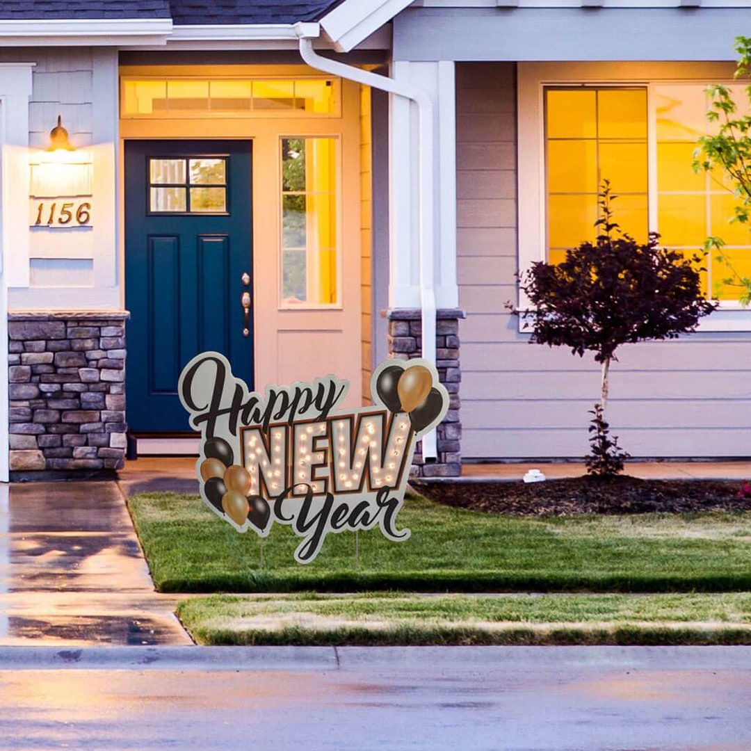 Light up Happy New Year Yard Sign With Stakes - Etsy