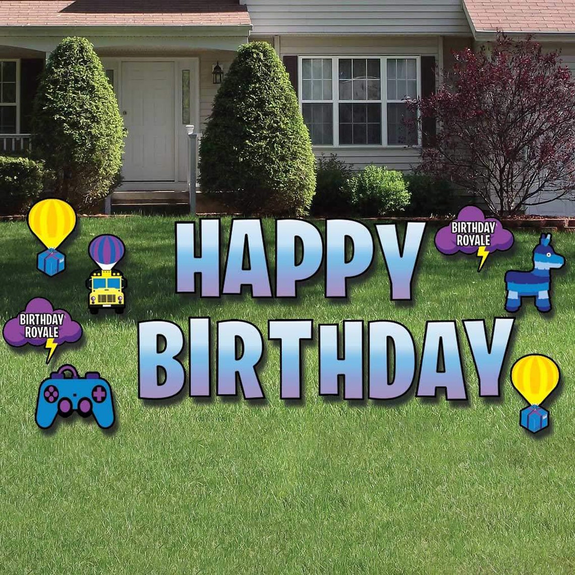 Battle Royale Happy Birthday 20pc Yard Card Decoration Set image 0