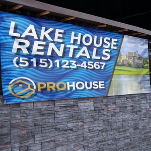 Custom Lake House Rentals Vinyl Banner