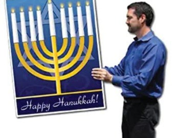 Jumbo Hanukkah Card: Menorah Design with Envelope | Giant Greeting Card | Big Funny Card (3 Sizes Available)