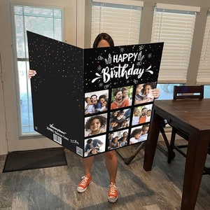 Jumbo 9 Photo Happy Birthday Card Printed Text Inside  Jumbo Birthday Card Ships In A Jumbo Envelope | Birthday Card For Him or Her