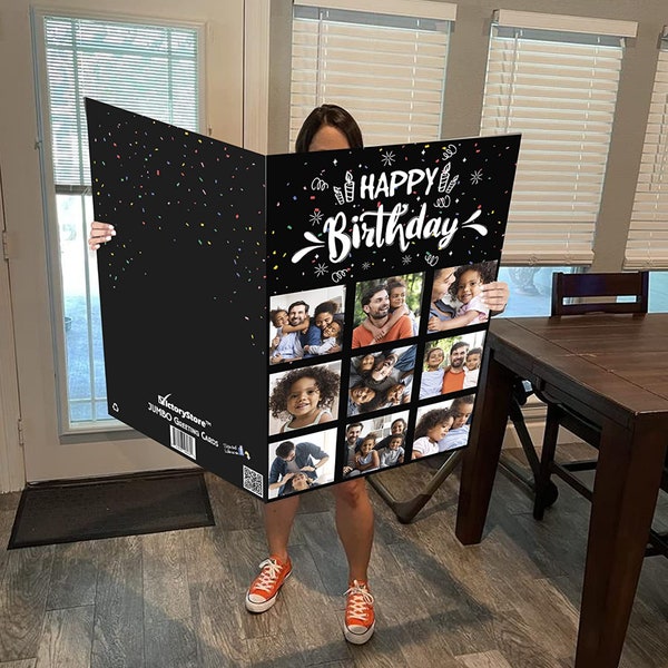 3Ft 9 Photo Happy Birthday Card Printed Text Inside 24x36-Inch Jumbo Birthday Card Ships In A Jumbo Envelope | Birthday Card For Him or Her