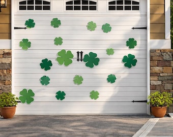 Shamrock Garage Magnets: St Patrick's Day Clover Decals, Set of 18