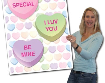36" Jumbo Valentines Day Card: Candy Hearts with Envelope | Giant Greeting Card | Big Funny Card
