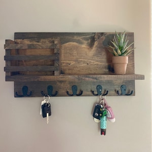 Coat Rack, Entryway Organizer, Mail Holder, Shelf with Hooks, Key Hooks, Purse Hooks, Backpack hooks, Face Mask Holder, Leash hooks