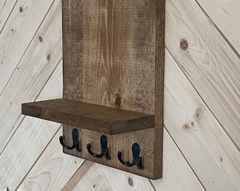 Estante con ganchos, perchero, colgador de llaves, decoración de pared, ganchos para correa, colgador de entrada, organizador de entrada