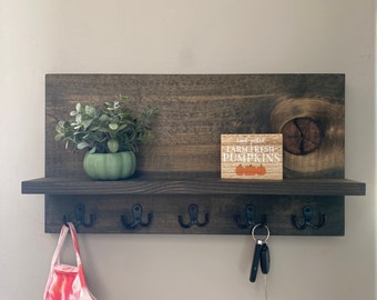 Perchero, ganchos para llaves, estante de decoración de madera, soporte para máscara facial, gancho para correa de perro