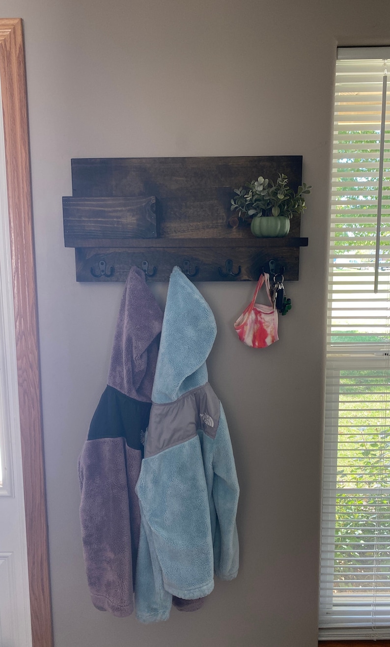 Coat Rack Key Hanger Mail Holder Shelf With Hooks Key Etsy