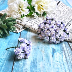 50 pezzi da 15 mm. 2 toni di carta di gelso dalia, fiore di carta in miniatura, fiore di carta dalia, dalia di carta di gelso, fiore di dalia in miniatura, artigianato fai da te