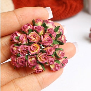 7mm.50 pcs.Mulberry Paper Flower,Mulberry Rose,Mini Rose Flower,Paper Flower,Rose Flower,DIY Crafts,Rose,Miniature Rose