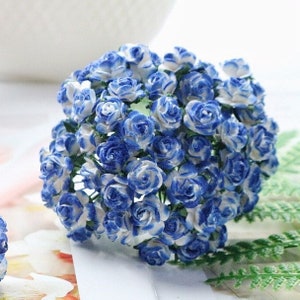 Papieren bloem moerbeiboom, tweekleurige moerbeiboom donkerblauwe roos, mini-roos, papieren bloem, roze bloem, doe-het-zelf ambachten