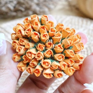 5 mm. Papieren bloem moerbei, oranje roos moerbei, mini rozenbloem, papieren bloem, roze bloem, DIY Crafts, trouwkaartdecoratie