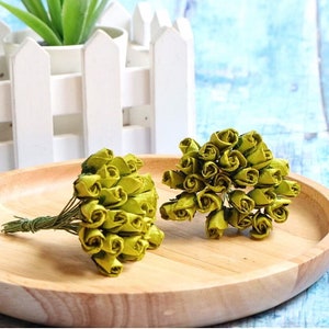 7mm.50pcs.Mulberry Papier Rose Bud, Mulberry Green Rose, Mini Rose Bloem, Papier Bloem, Rose Bloem, DIY Crafts, Rose