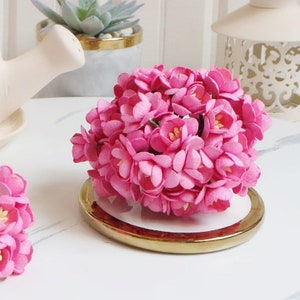 25 個 25 mm ピンク 桑紙 桜、ミニチュア ペーパー フラワー、桑紙、桜