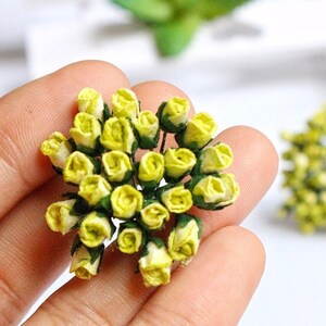 4mm.100 Stück.Mulberry Papierblume,2ton Maulbeergrün Rose,Mini Rose Blume,Papierblume,Rosenblume,DIY Crafts,Puppenhaus