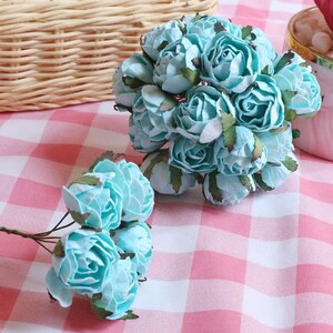 Papieren moerbeiroos, roze bloem moerbei, blauwe roos moerbei, mini-roos, papieren bloem, roze bloem, rozenknop