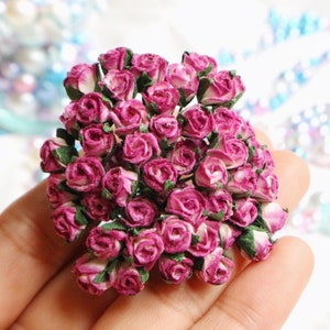 7mm. 50 Stück.Mulberry Paper Flower,2Tone Maulbeerrose,Mini Rose Blume,Papierblume,Rose Blume