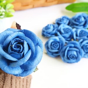 5 pcs.50 mm.2inch Papieren moerbei roos, koningsblauwe roos moerbei, mini-roos, papieren bloem, roze bloem, roosknop