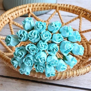 25 stuks. Mulberry papier rose bud bloem, moerbei blauwe roos bud, mini rose bloem, papier bloem, rose bloem, rose bud