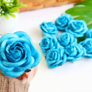 5 pcs.50 mm.2inch Papieren moerbeiroos, moerbeiblauwe roos, mini-roos, papieren bloem, roze bloem, rozenknop