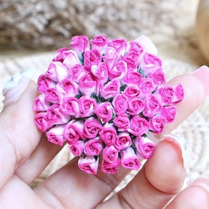 5mm. 50 Stück.Maulbeerpapier Blume,Maulbeere 2Tone Pink & Hellrosa Rose,Mini Rose Blume,Papierblume,Rose Blume,DIY Handwerk,Hochzeitskarte