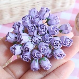 Papier moerbei bloem rozenknop, paarse roos moerbei, mini roze bloem, papieren bloem, roze bloem, roze knop