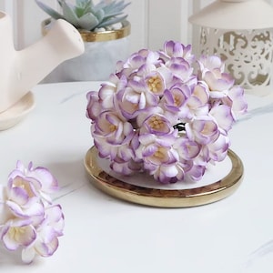 25 Stk.25 mm. 2 Ton Lila und Weiß Maulbeerpapier Kirschblüte,Miniatur Papier Blume,Maulbeerpapier,Kirschblüte