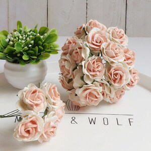 5 uds., 40 mm, rosa de papel de dos tonos, color morera, rosa naranja claro y blanca, mini rosa, flor de papel, rosa, rosa