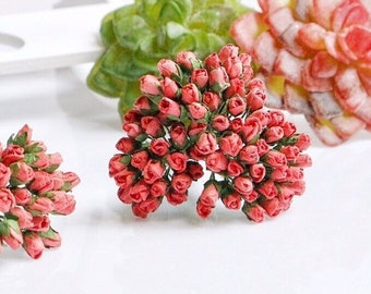 4mm.100 pcs.Mulberry Paper Flower,Mulberry Red Rose,Mini Rose Flower,Paper Flower,Rose Flower,DIY Crafts,Dollhouse Rose