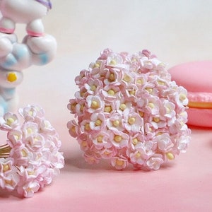 100 Teile10 mm.Miniatur 2 Tone Rosa-Weiß Maulbeerpapier Double Layer Gänseblümchen,Miniatur Papier Blume,Maulbeerbaum,Puppenhaus Papier