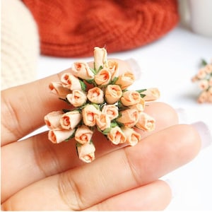 4 mm.25/50/100 pz.Fiore di carta di gelso,rosa arancione chiaro di gelso,mini fiore di rosa,fiore di carta,fiore di rosa,artigianato fai da te