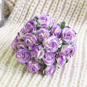 20mm. Flor de papel amoreira em 2 tons, amoreira roxa e branca, mini flor de rosa, flor de papel, flor de rosa, artesanato diy, decoração de cartão de casamento, 25 peças
