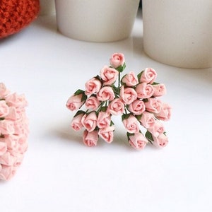 5mm. 50 Stück.Maulbeerpapier Blume,Maulbeerrosa Rose,Mini Rose Blume,Papierblume,Rosenblume,DIY Handwerk,Hochzeitskarte Dekoration